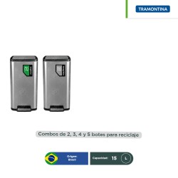 Combo ecológico acero inoxidable con pedal Octos Tramontina 15 L