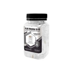 PLUG RJ45 LINKEDPRO, CHAPADO DE ORO A 30 MICRAS PARA DURABILIDAD EXTREMA, BOTE CON 100 PIEZAS DE PLUG MODULAR RJ45 CAT6 SIN BLIN