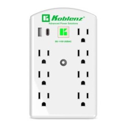 Supresor de Picos Multicontacto de Pared SS-1100 Koblenz 7 contactos 1 USB 1 USB-C