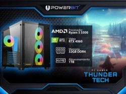 PC Gamer Powerbit Thunder Tech: Procesador AMD Ryzen 5 5500 (hasta 4.2 GHz), Memoria de 32GB DDR4, SSD de 1TB, Video NVIDIA GeFo