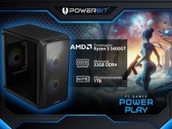 PC Gamer Powerbit Power Play: Procesador AMD Ryzen 5 5600GT (hasta 4.6 GHz), Memoria de 32GB DDR4, SSD de 1TB, Video Radeon Grap