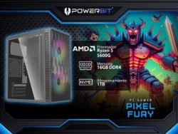 PC Gamer Powerbit: Procesador AMD Ryzen 5 5600G (hasta 4.4 GHz), Memoria de 16GB DDR4, SSD de 1TB, Video Radeon Graphics, S.O. W