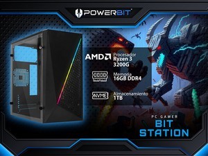PC de Escritorio Powerbit Bit Station: Procesador AMD Ryzen 3 3200G (hasta 4.0 GHz), Memoria de 16GB DDR4, SSD de 1TB, Video Rad