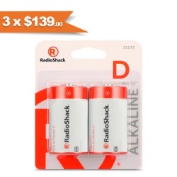 Pilas Alcalinas D RadioShack 2 piezas