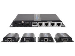 Divisor Splitter Enson ENS-EX704 con 1 Transmisor y 4 Receptores, Resolución FHD 1920 x 1080, HDMI, hasta 40m.