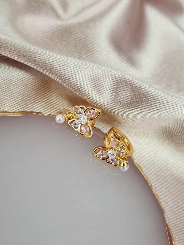 Aretes mariposas con perla 10B