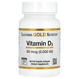 California Gold Nutrition, Vitamina D3, 50 mcg (2000 UI), 90 cápsulas blandas de gelatina de pescado