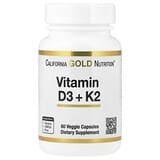 California Gold Nutrition, Vitaminas D3 y K2, 60 cápsulas vegetales
