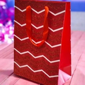 Bolsa de Regalo Chica Rayas Roja Glitter