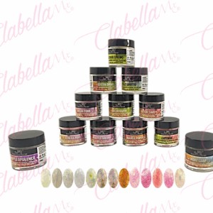 Acrílico JR Gold coast (Glitter fino con decoración) para uñas 12 piezas de 10gr-1/4oz por paquete 11A-210-11 (PB)