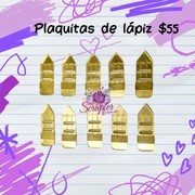 10 Plaquitas de lápiz doradas