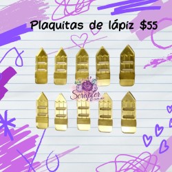 10 Plaquitas de lápiz doradas