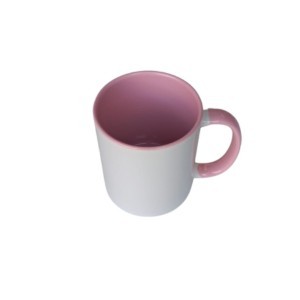 TAZA BLANCA INTERIOR Y ASA ROSA 11 OZ