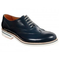 Zapato con agujeta Pitti de piel azul