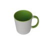 TAZA BLANCA INTERIOR Y ASA VERDE CLARO 11 OZ