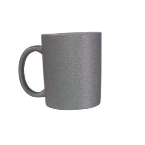 TAZA GLITTER PLATA 11 OZ