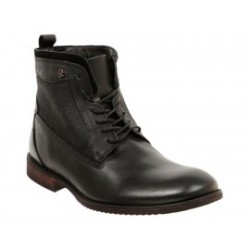 Bota con agujeta Paruno de piel negra