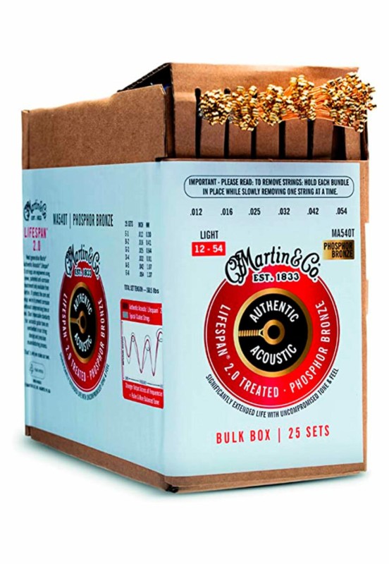 Cuerdas para guitarra, Martin MA540T Light, Caja con 25 paquetes.