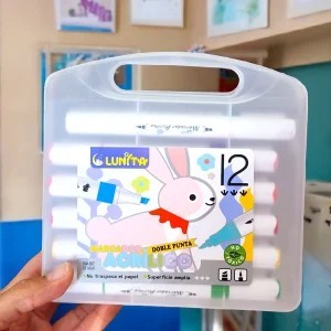 Estuche Lunita Doble Punta Plumones Acrilicos Conejo 12 pzs L252-12