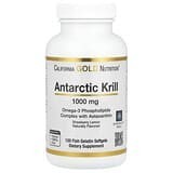 California Gold Nutrition, Aceite de kril antártico, Complejo de fosfolípidos de omega-3 con astaxantina, Sabor natural a fresa 