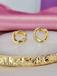 Arete dorado redondo doble entrelazado#0000