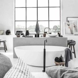 Atlantis Tina de pie Solid Surface Blanco Tiza