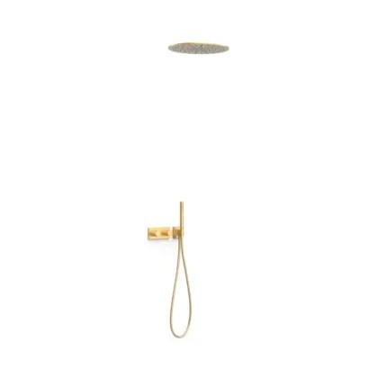 B-system Kit de grifo termostático empotrado de 2 vías para ducha Oro Mate 24K