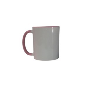 TAZA BLANCA FILO Y ASA ROSA 11 OZ