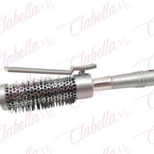 Cepillo 2 in 1 con cerdas de plástico base de metal y pinza para planchar u ondular el cabello recomendado para cabello delgado,