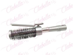 Cepillo 2 in 1 con cerdas de plástico base de metal y pinza para planchar u ondular el cabello recomendado para cabello delgado,