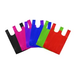 Bolsa ecológica mediana estilo camiseta 35x43x15, variedad de colores / 19-sh-34