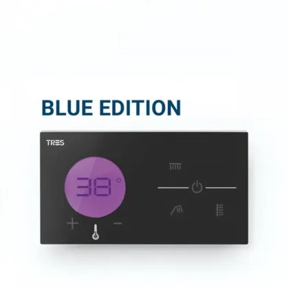 Shower Technology® Control termostático electrónico empotrado de 3 vías Blue Edition Negro Cromo