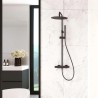 Tzar columna telescópica termostática rociador Ø 250 mm y accesorios metálicos Negro Mate