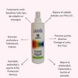 Tratamiento 15 beneficios filtro UV, con ácido hialurónico 300ml - Isseda