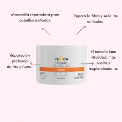 Repair mask repara cabello dañado aporta vitalidad, repara la fibra y sella la cutícula 500ml - Yellow