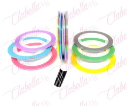Cintilla adherible de COLORES PASTEL para uñas 6 piezas aprox de 4m por paquete. surtido you13-jx3 (PB)