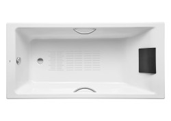 Belice Bañera de fundición rectangular con fondo antideslizante Blanco