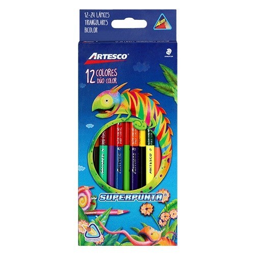 LAPIZ DE COLOR TRIANGULAR DOBLE PUNTA 12PZ