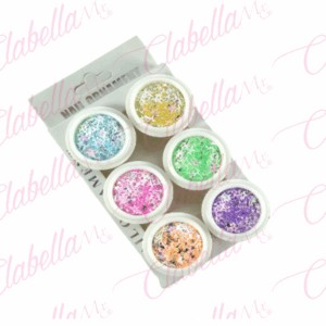 Decoración ESTRELLAS CON GLITTER, AZÚCAR Y CRISPY para uñas 6 piezas de 1/8oz por paquete (PB)