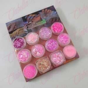 Decoración GLITTER,AZUCAR Y FIGURA GEOMETRICA para uñas 12 piezas de 1/8 por paquete, (Sin estuche) surtido KLZ-YY169(Oferta)