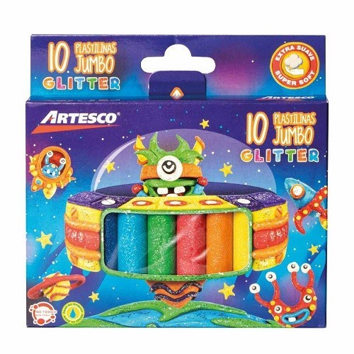 PLASTILINA JUMBO CON GLITTER 10PZ