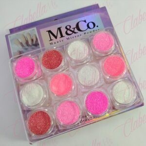 Decoración AZUCAR ROSA para uñas 12 piezas de 1/8 estuche, surtido (Con estuche) (PB)(Oferta)