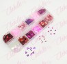 Decoración BESOS Y MARIPOSAS puede llegar a traer corazones San Valentín para uñas en pastillero – estuche de 13x5cm con 12 divi