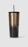 Vaso Con Popote Plateado