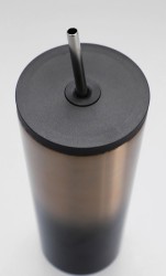 Vaso Con Popote Plateado