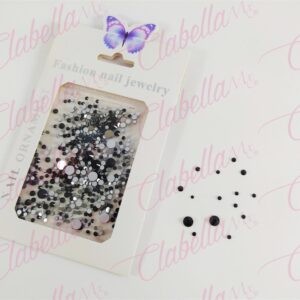 Decoración CRISTAL NEGRO aprox 720pz en diferentes tamaños para uñas, por sobre (KLZ)