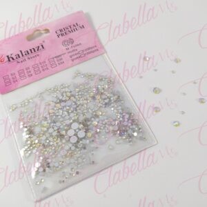 Decoración CRISTAL PLATA AZULADO CRISTALIZADO diferentes tamaños para uñas aprox 600 piezas por sobre (Cristal plata azulado cri