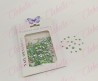 Decoración CRISTAL de plástico color VERDE CAMALEON en diferentes tamaños para uñas, aprox 600 piezas en sobre de 11.5x7cm, Q22-