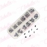 Decoración CRISTALES HUMO CON FIGURAS para uñas, aprox 400 piezas en estuche de plástico de 13x5cm con 12 divisiones y tapa indi