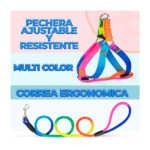 Juego con correa de 1.2 metros y pechera multicolor talla mediana para mascota / mas.25.m